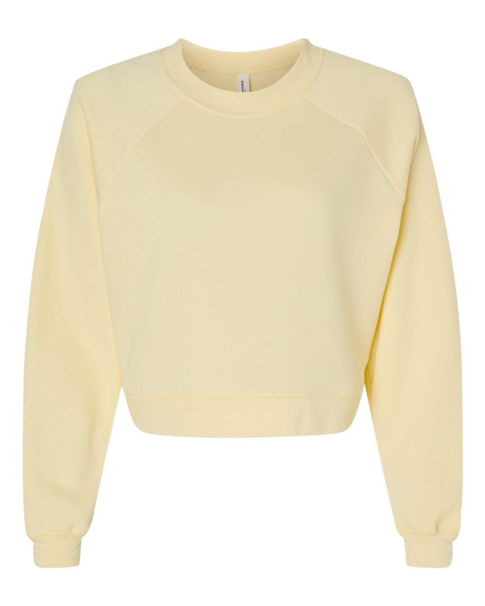 BELLA + CANVAS Women's Crop Raglan Fleece Crewneck Sweatshirt - 7505 - French Vanilla