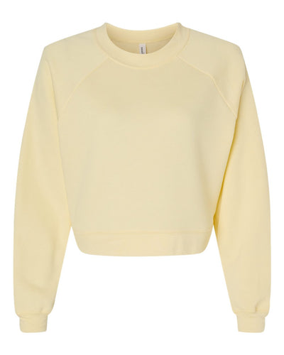 BELLA + CANVAS Women's Crop Raglan Fleece Crewneck Sweatshirt - 7505 - French Vanilla