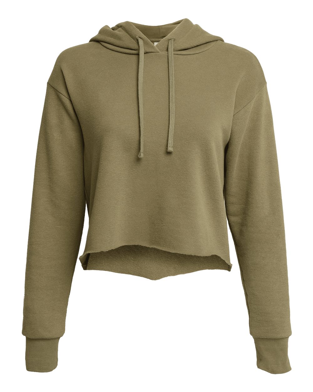 Next Level Women's Laguna Sueded Raw Edge Crop Hoodie Sweatshirt - 9384 - Military Green