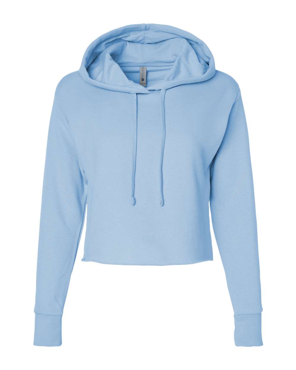 Next Level Women's Laguna Sueded Raw Edge Crop Hoodie Sweatshirt - 9384 - Stonewash Denim