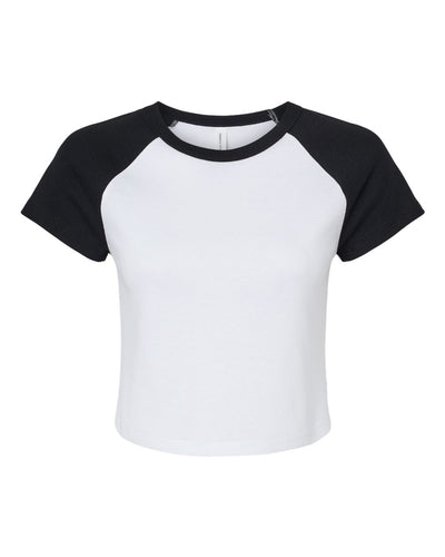 BELLA + CANVAS Women's Micro Rib Raglan Baby Tee - 1201 - White/ Black