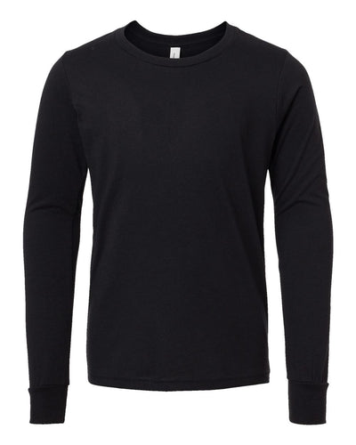 BELLA + CANVAS Youth Heather CVC Long Sleeve Tee - 3501YCVC - Solid Black Blend