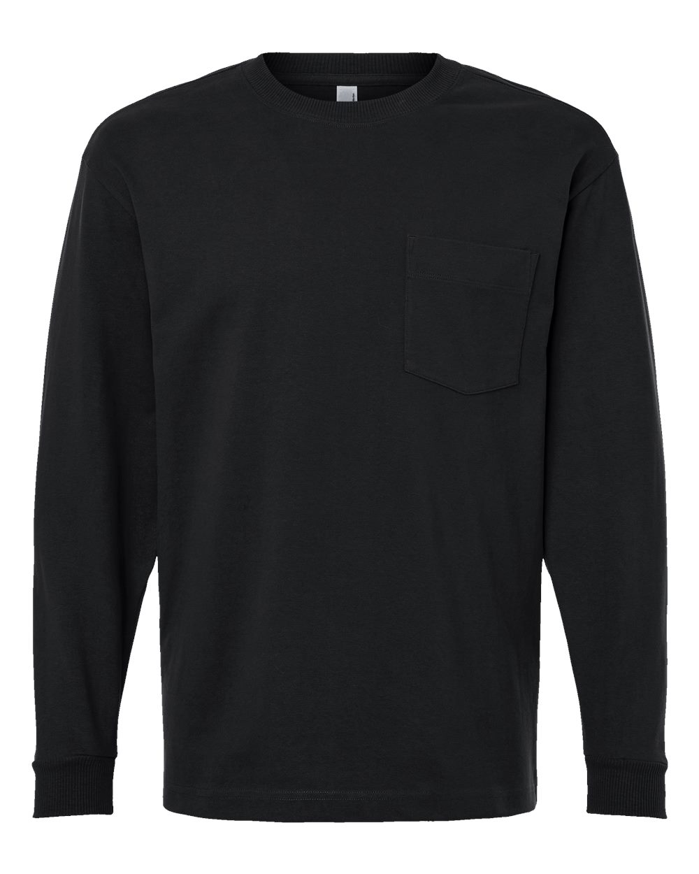 American Apparel Unisex Super Heavyweight Long Sleeve Pocket Tee - 9410 - Black