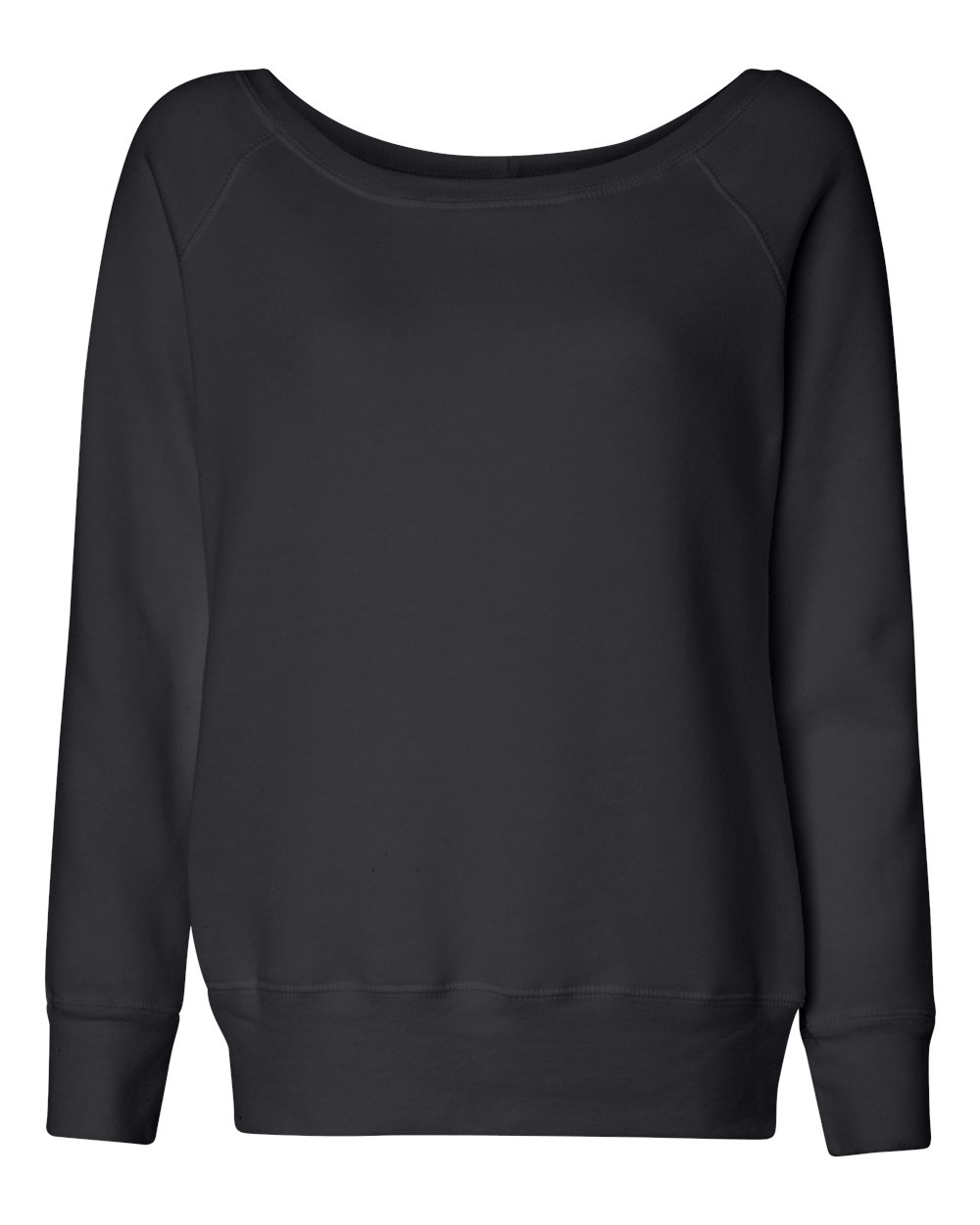 BELLA + CANVAS Women’s Sponge Fleece Wide Neck Sweatshirt - 7501 - Solid Black Triblend
