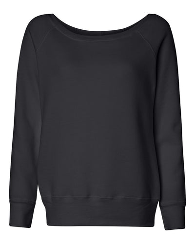 BELLA + CANVAS Women’s Sponge Fleece Wide Neck Sweatshirt - 7501 - Solid Black Triblend