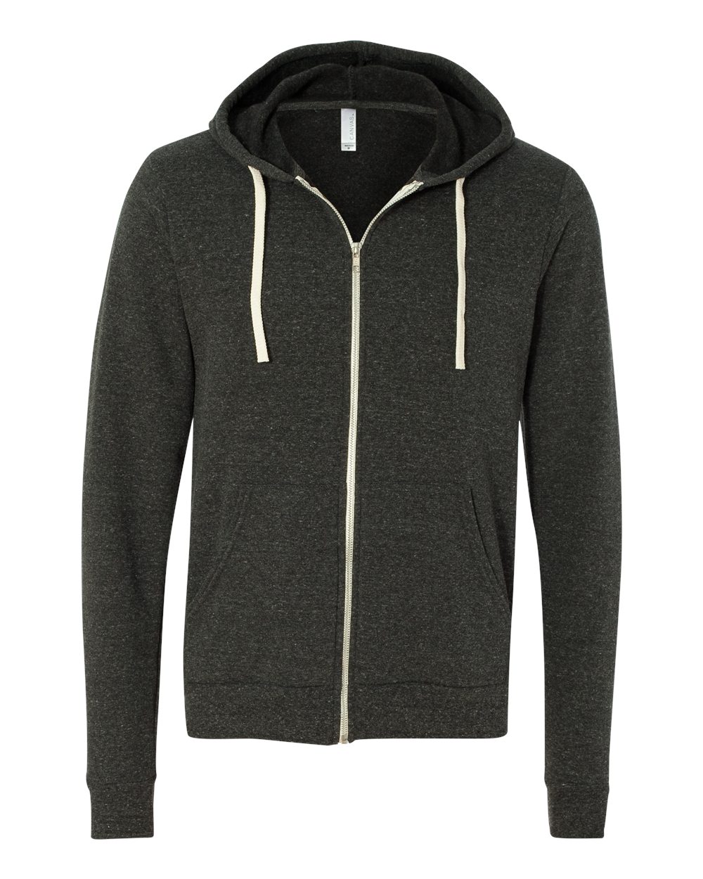 BELLA + CANVAS Unisex Triblend Sponge Fleece Full-Zip Hoodie Sweatshirt - 3909 - Charcoal Black Triblend