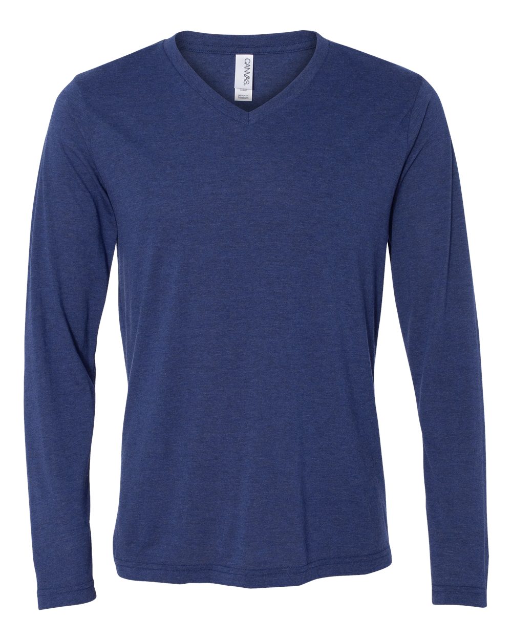 BELLA + CANVAS Unisex Long Sleeve V-Neck Tee - 3425 - Navy Triblend