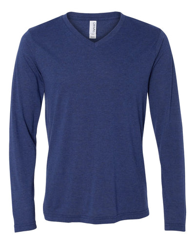 BELLA + CANVAS Unisex Long Sleeve V-Neck Tee - 3425 - Navy Triblend