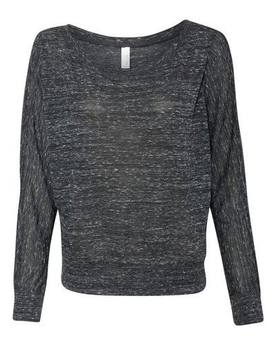 BELLA + CANVAS Women’s Flowy Off Shoulder Long Sleeve Tee - 8850 - Black Marble