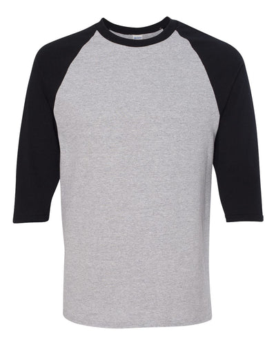 Gildan Unisex Heavy Cotton™ Raglan Three-Quarter Sleeve T-Shirt - 5700 - Sport Grey/ Black