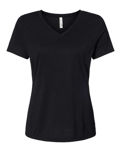 BELLA + CANVAS Women's Relaxed Triblend V-Neck Tee - 6415 - Solid Black Triblend