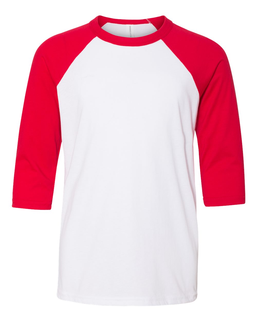 BELLA + CANVAS Youth Three-Quarter Sleeve Baseball Tee - 3200Y - White/ Red