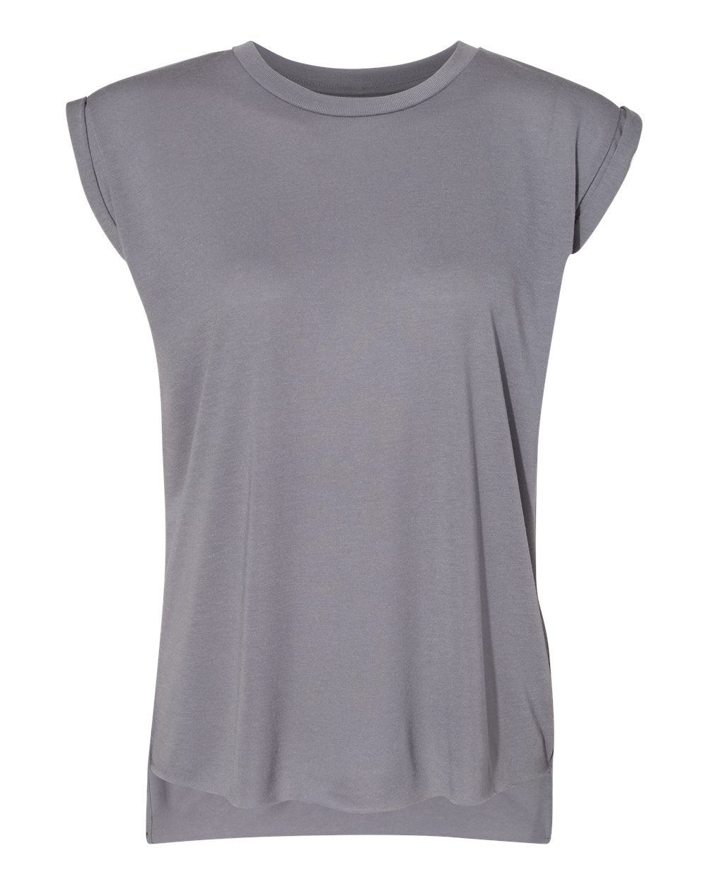 BELLA + CANVAS Women’s Flowy Rolled Cuffs Muscle Tee - 8804 - Storm