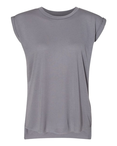 BELLA + CANVAS Women’s Flowy Rolled Cuffs Muscle Tee - 8804 - Storm