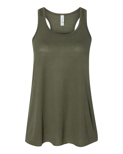 BELLA + CANVAS Women's Flowy Racerback Tank - 8800 - Military Green