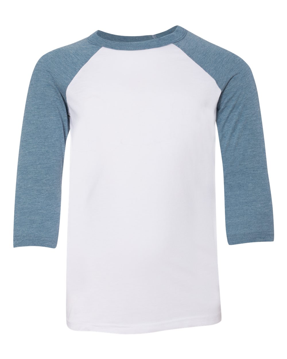 BELLA + CANVAS Youth Three-Quarter Sleeve Baseball Tee - 3200Y - White/ Denim