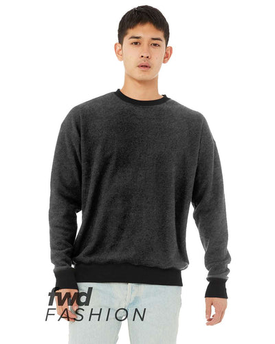 BELLA + CANVAS Unisex FWD Fashion Sueded Drop Shoulder Crewneck Sweatshirt - 3345 - Black Heather
