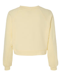 BELLA + CANVAS Women's Crop Raglan Fleece Crewneck Sweatshirt - 7505 - French Vanilla