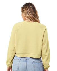 BELLA + CANVAS Women's Crop Raglan Fleece Crewneck Sweatshirt - 7505 - French Vanilla