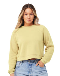 BELLA + CANVAS Women's Crop Raglan Fleece Crewneck Sweatshirt - 7505 - French Vanilla