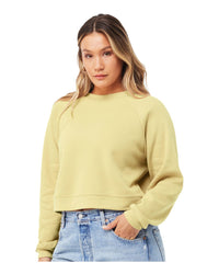 BELLA + CANVAS Women's Crop Raglan Fleece Crewneck Sweatshirt - 7505 - French Vanilla