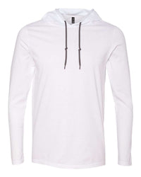 Gildan Unisex Softstyle® Lightweight Hooded Long Sleeve T-Shirt - 987 - White/ Dark Grey