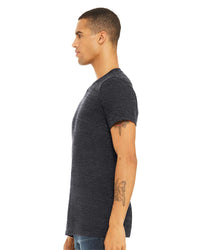 BELLA + CANVAS Unisex Textured Jersey V-Neck Tee - 3655 - Charcoal Black Slub