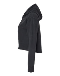 Next Level Women's Laguna Sueded Raw Edge Crop Hoodie Sweatshirt - 9384 - Black