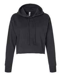 Next Level Women's Laguna Sueded Raw Edge Crop Hoodie Sweatshirt - 9384 - Black