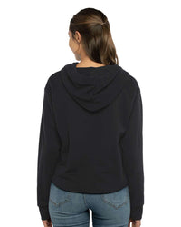 Next Level Women's Laguna Sueded Raw Edge Crop Hoodie Sweatshirt - 9384 - Black
