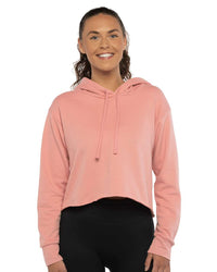 Next Level Women's Laguna Sueded Raw Edge Crop Hoodie Sweatshirt - 9384 - Desert Pink