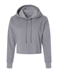 Next Level Women's Laguna Sueded Raw Edge Crop Hoodie Sweatshirt - 9384 - Heather Grey