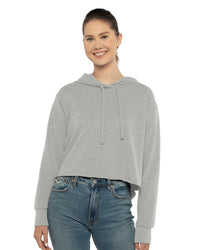 Next Level Women's Laguna Sueded Raw Edge Crop Hoodie Sweatshirt - 9384 - Heather Grey