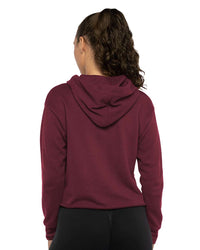 Next Level Women's Laguna Sueded Raw Edge Crop Hoodie Sweatshirt - 9384 - Maroon