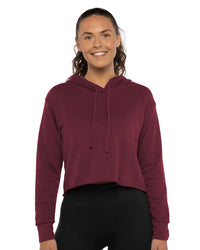 Next Level Women's Laguna Sueded Raw Edge Crop Hoodie Sweatshirt - 9384 - Maroon