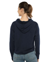 Next Level Women's Laguna Sueded Raw Edge Crop Hoodie Sweatshirt - 9384 - Midnight Navy