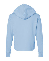Next Level Women's Laguna Sueded Raw Edge Crop Hoodie Sweatshirt - 9384 - Stonewash Denim