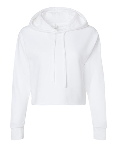 Next Level Women's Laguna Sueded Raw Edge Crop Hoodie Sweatshirt - 9384 - White