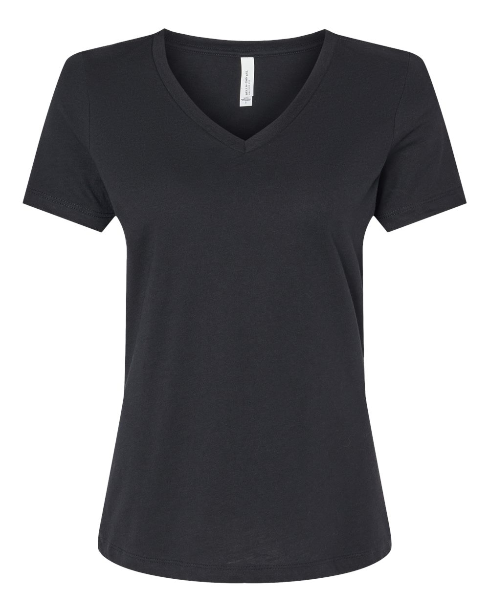 BELLA + CANVAS Women's Relaxed Heather CVC V-Neck Tee - 6405CVC - Solid Black Blend