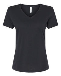 BELLA + CANVAS Women's Relaxed Heather CVC V-Neck Tee - 6405CVC - Solid Black Blend