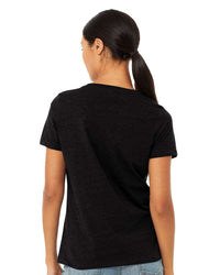 BELLA + CANVAS Women's Relaxed Heather CVC V-Neck Tee - 6405CVC - Solid Black Blend