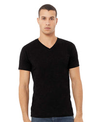 BELLA + CANVAS Unisex Heather CVC V-Neck Tee - 3005CVC - Solid Black Blend