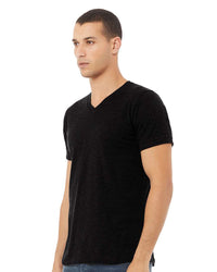 BELLA + CANVAS Unisex Heather CVC V-Neck Tee - 3005CVC - Solid Black Blend