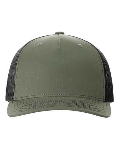 Richardson Five-Panel Trucker Cap - 112FP - Loden Green/ Black