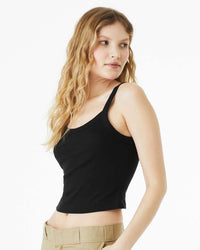 BELLA + CANVAS Women's Micro Rib Spaghetti Strap Tank - 1012 - Solid Black Blend