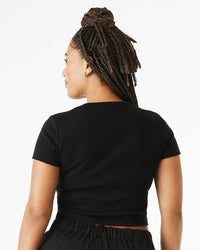 BELLA + CANVAS Women's Micro Rib Baby Tee - 1010 - Solid Black Blend