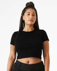 BELLA + CANVAS Women's Micro Rib Baby Tee - 1010 - Solid Black Blend