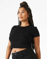 BELLA + CANVAS Women's Micro Rib Baby Tee - 1010 - Solid Black Blend