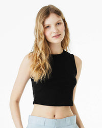 BELLA + CANVAS Women's Micro Rib Muscle Crop Tank - 1013 - Solid Black Blend