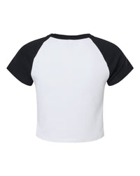BELLA + CANVAS Women's Micro Rib Raglan Baby Tee - 1201 - White/ Black